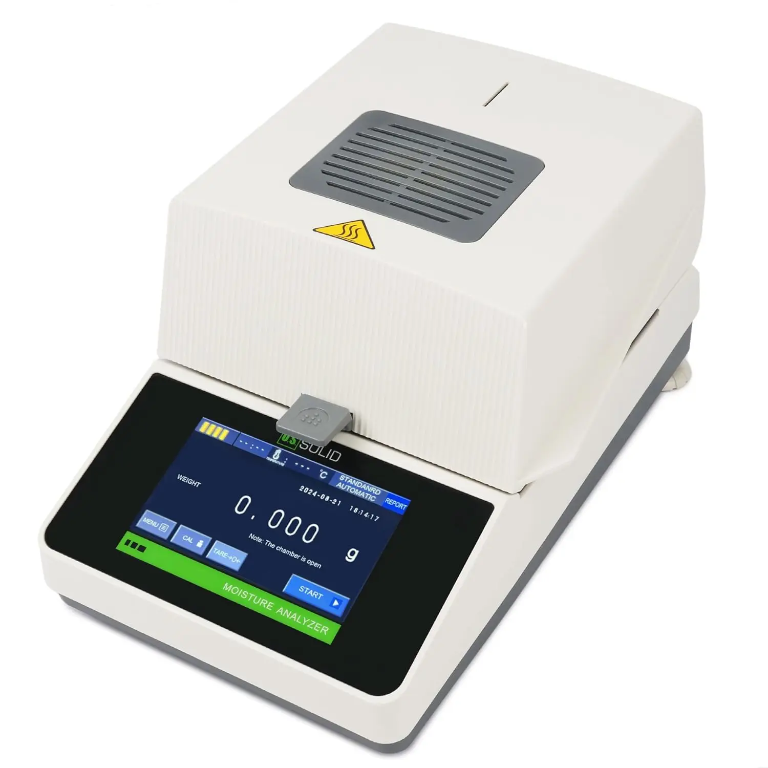 Solid Moisture Analyzer - 0.005 g, 0.05% Readability Moisture Balance for Lab Test Analysis, 5-inch Touch Screen