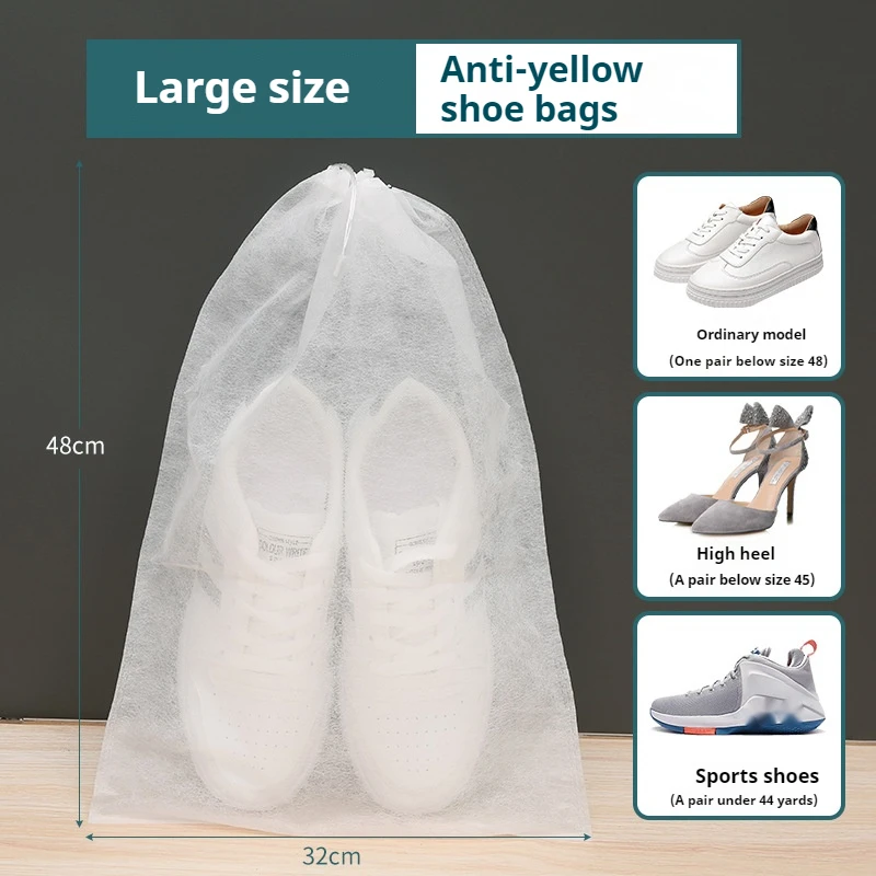 

Portable Shoe Storage Drawstring Eco Storage Bag for Sundries Non-woven Bag Cover Anti-yellow White Shoe Dustproof Shoe Cover