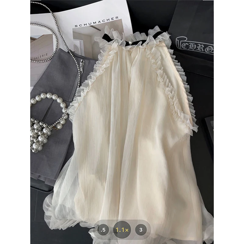 Eleganti camicie con fiocco da donna Vintage Sexy Halter camicette senza maniche Summer Office Ladies coreano con spalle scoperte All Match Chic Tops New