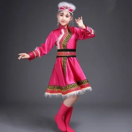 Costumi di danza mongola per bambini per ragazze abbigliamento nazionale cinese performance sul palco abbigliamento da ballo popolare capodanno