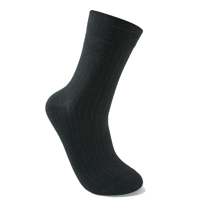 5 Pairs Socks Men's Mid-tube Sweat Absorption Business Sports Black Solid Color Stockings Autumn Winter Double Needle Breathable view 4