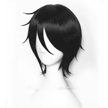 Kuroshitsuji Black Butler Sebastian Michaelis Short Black Heat Resistant Anime Cosplay Costume Wig + Track + Wig Cap