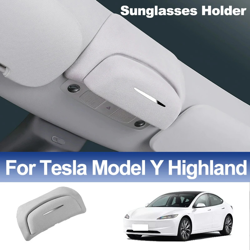 For Tesla Model Y Suede Car Sunglasses Holder Eyeglass Box Glasses Holders Auto Interior Accessories