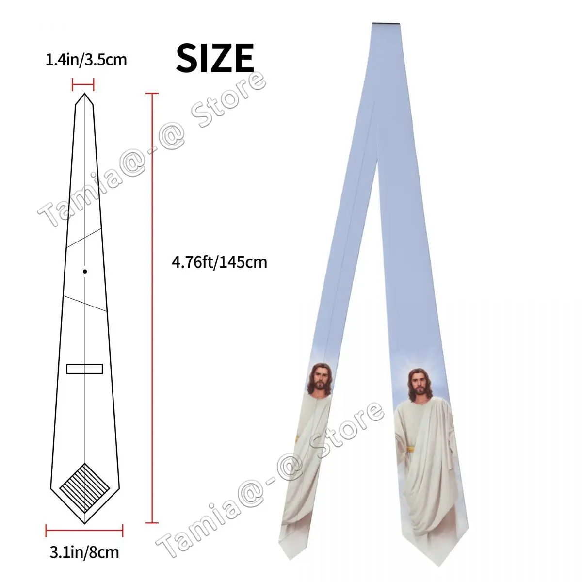 Christian Necktie Men Women Slim Polyester 8 cm Narrow Jesus Christ God Bless Neck Ties for Men Accessories Cravat Wedding Gift