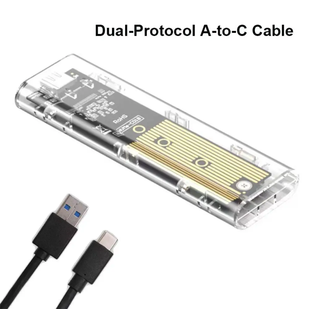 كمبيوتر محمول SSD صندوق القرص الصلب المحمول شفاف M.2 SSD صندوق NVME NGFF M2 حافظة القرص الصلب PCIe SATA حافظة SSD شفافة للكمبيوتر المحمول