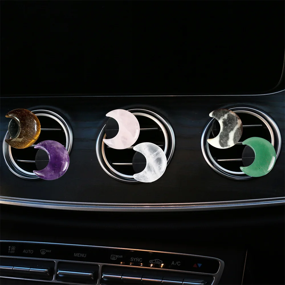 Crystal Moon Car Air Freshener Perfume Clip Women Pink Moon Interior Decoration Auto Air Conditioner Outlet Fragrance Diffuser