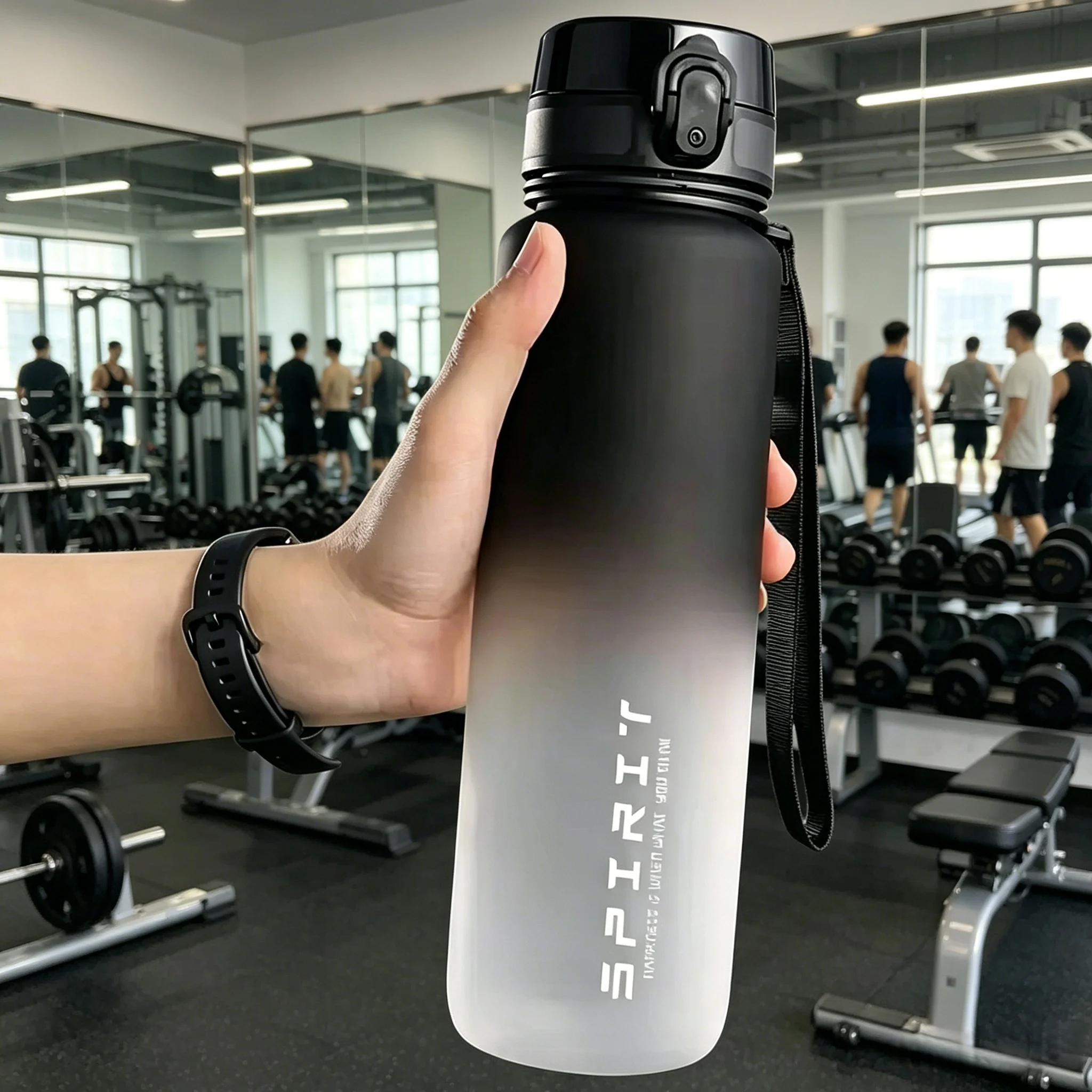 500ML/650ML/1000ML Large Capacity Sports Bottle Motivational Leak Proof Portable Reusable Plastic Cups Outdoor Travel Gym Jugs