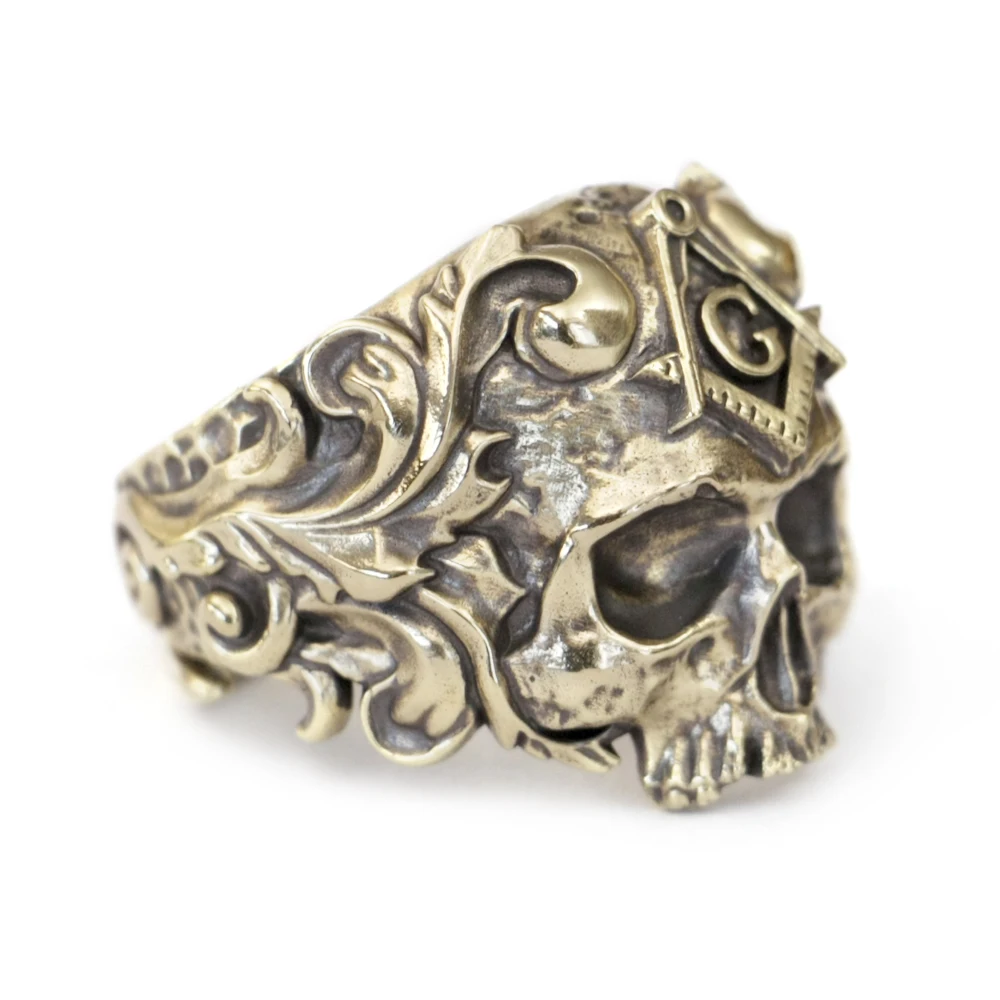 

Детали из латуни Масонский череп Панк Кольцо Байкер Панк Ювелирные изделия BR449 Размер США 6 ~ 15