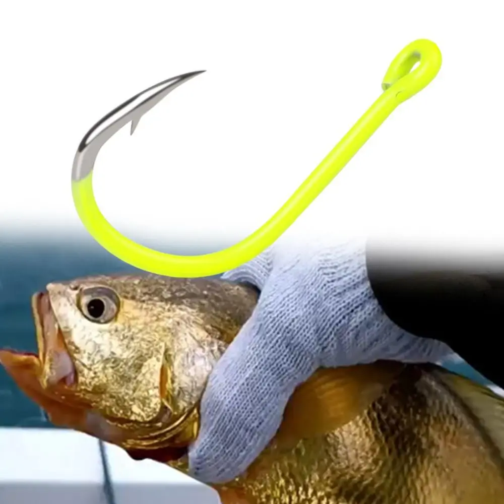 

50pcs/box High Carbon Steel Barbed Fishing Hooks Anti-rust Sea Carbon Steel Barbed Hooks With Barb Flexible Fluorescence Hook