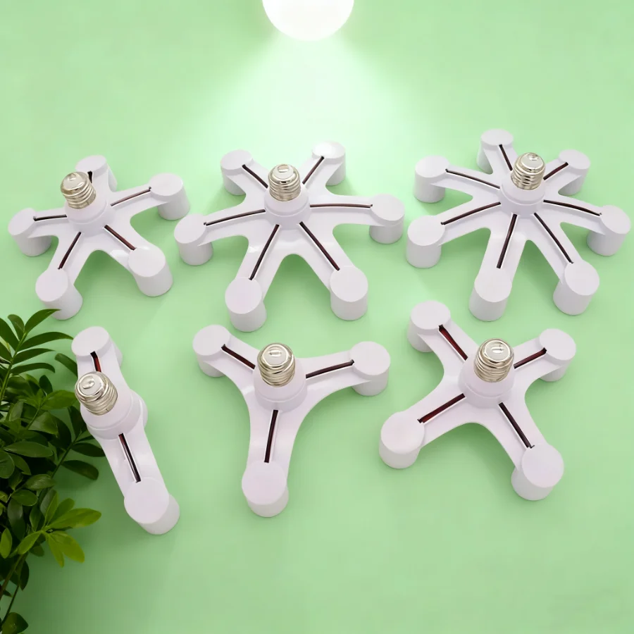 Multiple E27 Base Socket Splitter E27 To E27 LED Bulb Lamp Holder 6in1/5in1/4in1/3in1/2in1 Adapter Lamp Holder Kitchen Bedroom