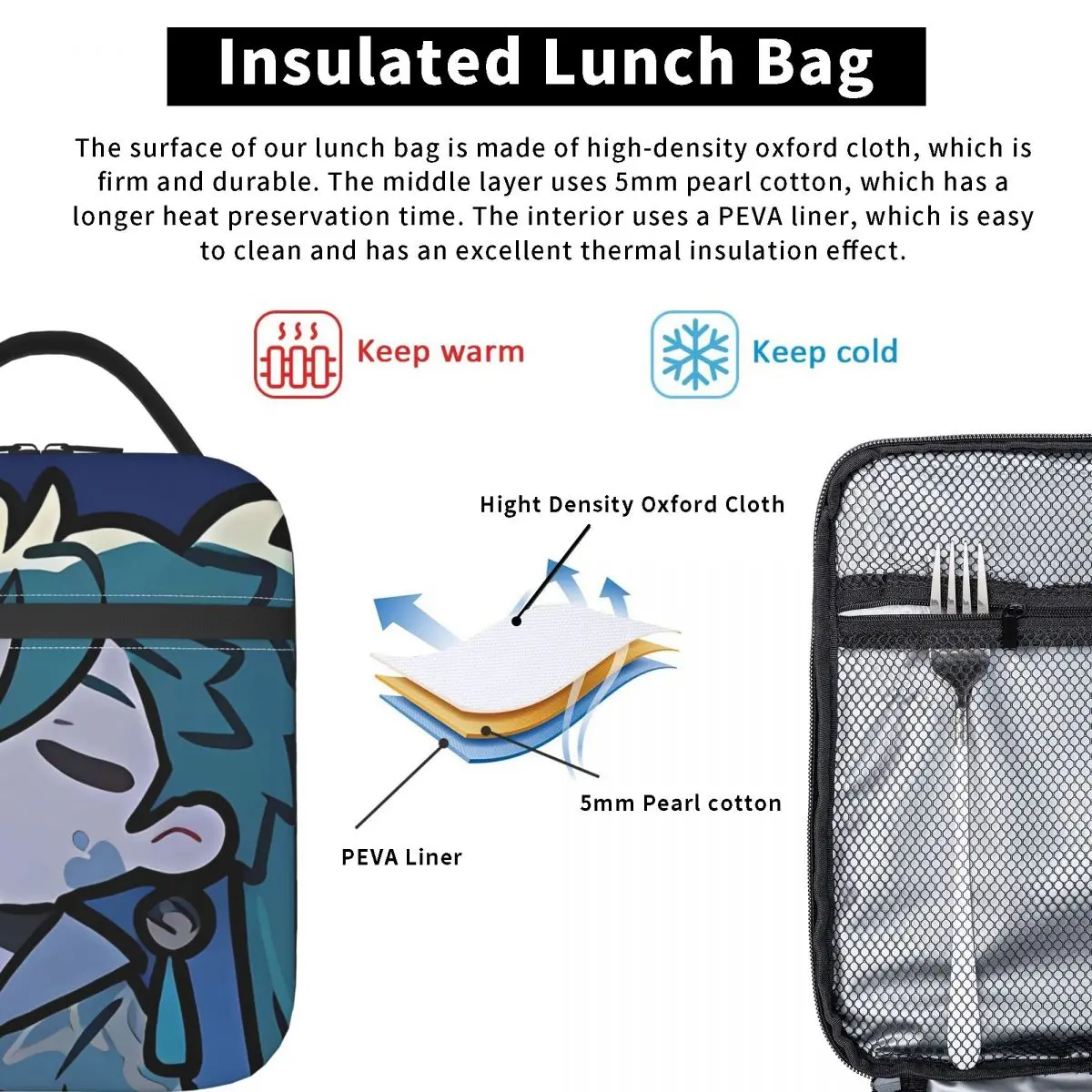 Wuthering موجات جيان حقيبة الغداء الجمالية علب الاغذية المدرسة المحمولة معزول حمل أكياس الغذاء للفتيات أكسفورد الرسم حقيبة للحفاظ على البرودة