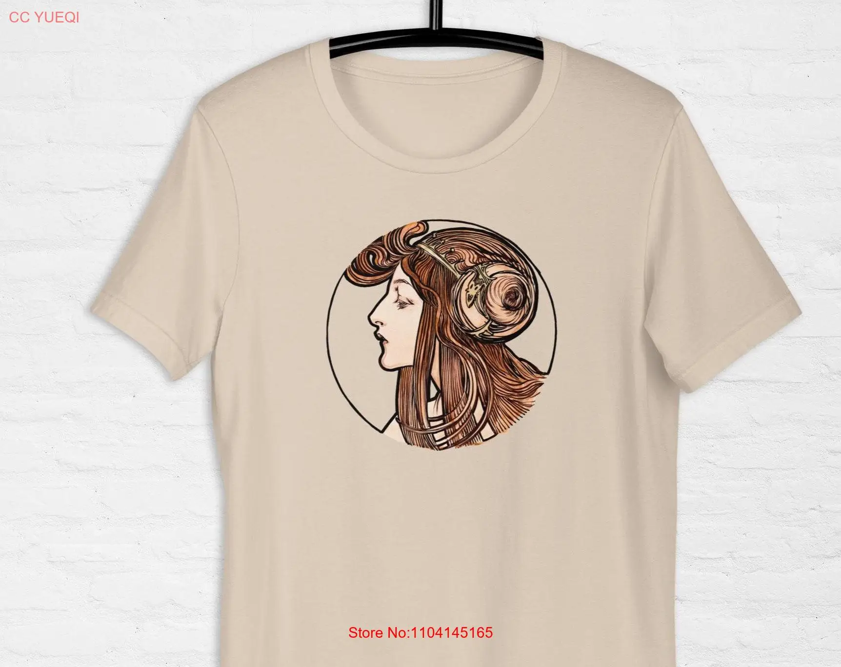 T shirt featuring vintage French Art Nouveau Stained glass window for the facade of Fouquet boutique by Alphonse Maria Mucha