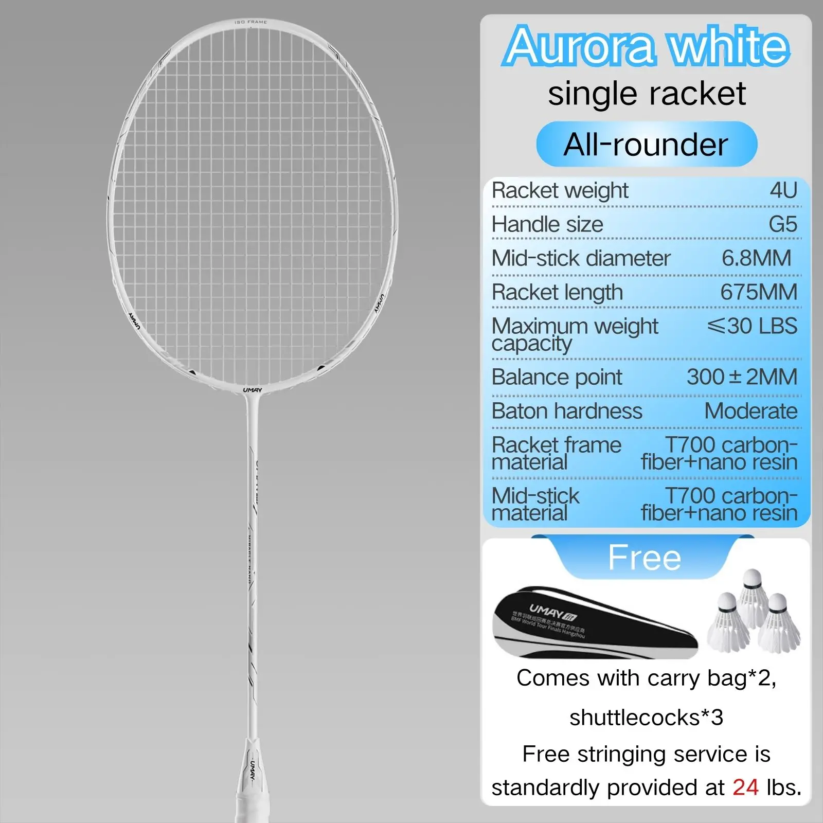 

Badminton Racket Professional Shaft, 4U/5U Lightweight , Colorful for OutdoorTraining, Attacking All-rounder Shaft