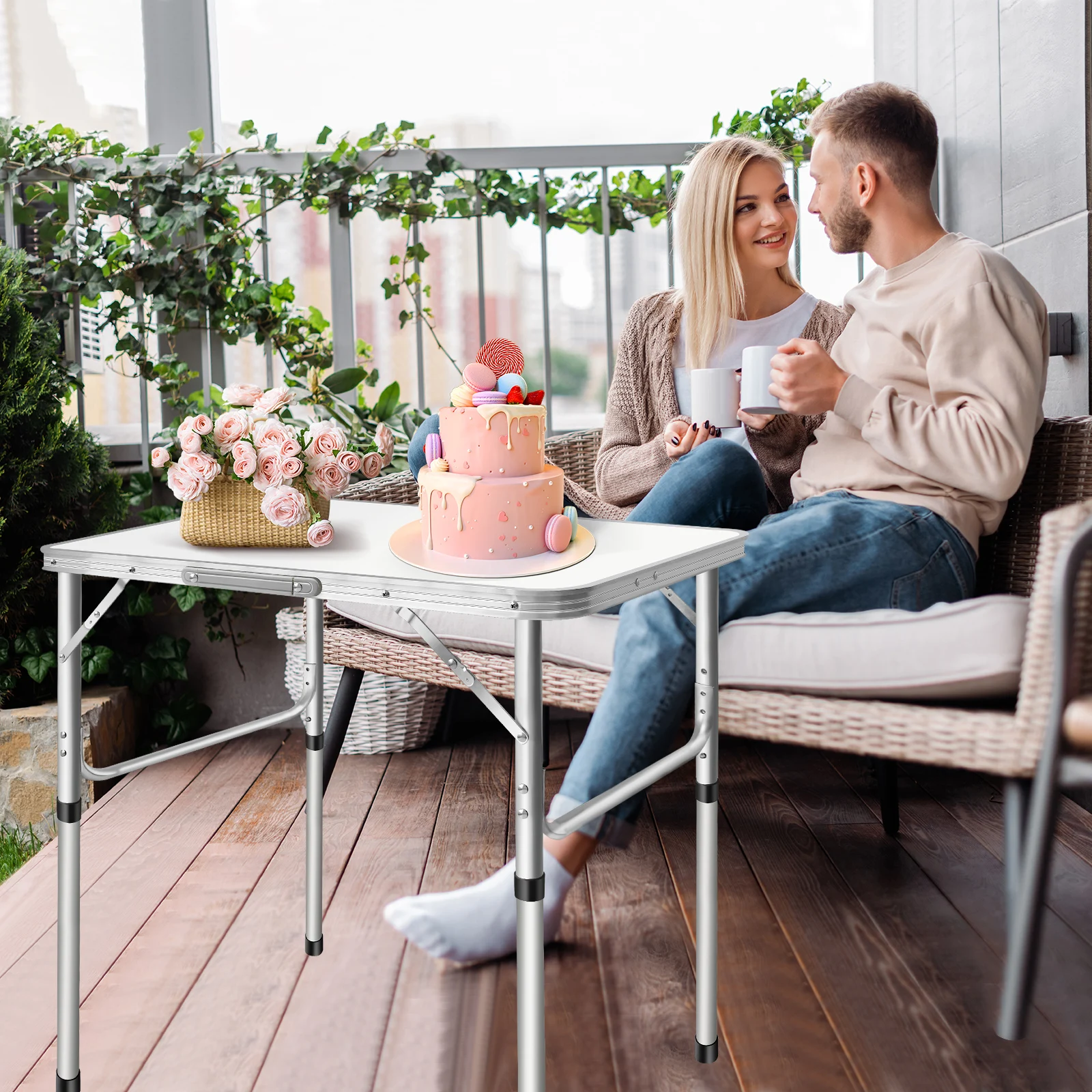 Folding Picnic Table Outdoor,Folding computer table for Homework Compact Handy Camping Table Garden Party BBQ,Multi-Purpose