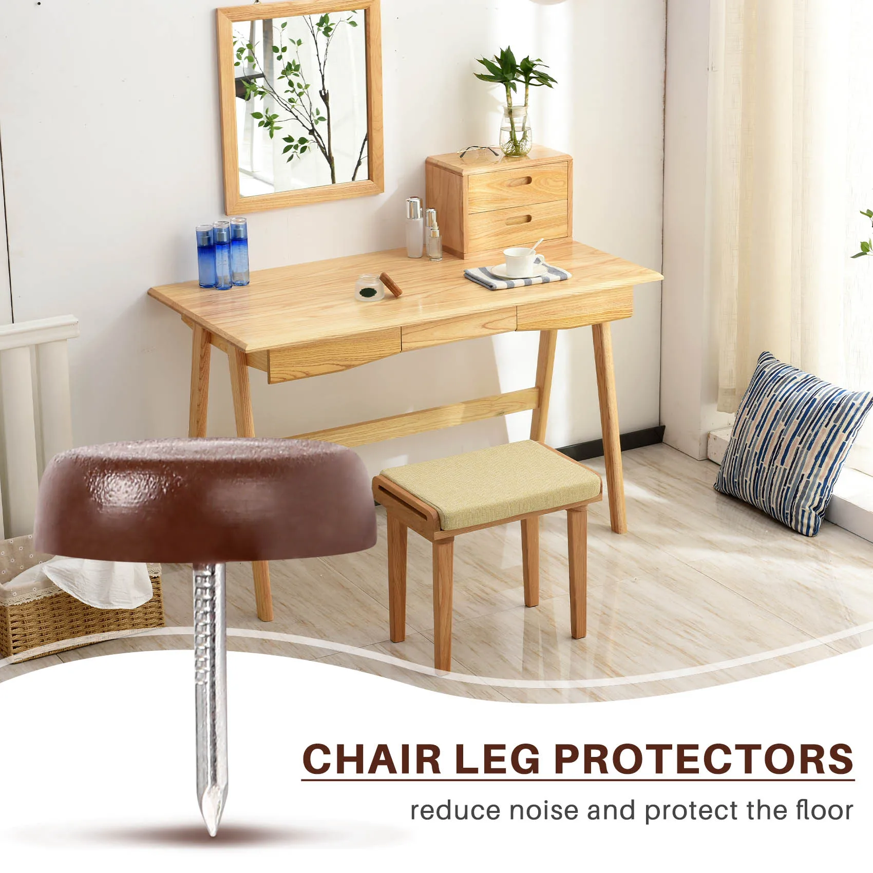 ABHI-100 PCS Chair Table Furniture Leg Bottom Feet Plastic Pads Glides Skid Nail Wood Floor Furniture Protector Noise Killer