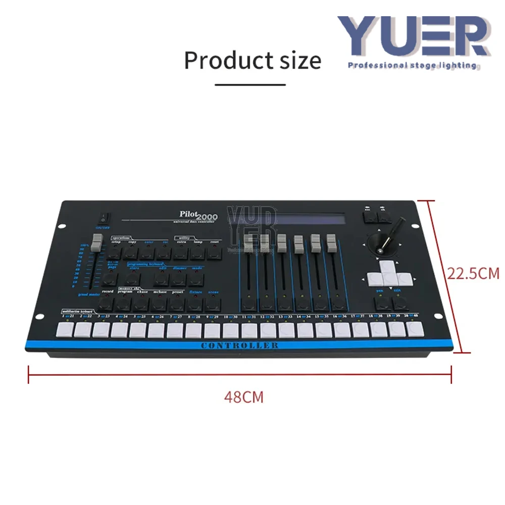 Pilot 2000 Lighting Controller DMX512 Console Channels Stage Light Effect Equipment for LED Par Strobe Bar Moving Head Beam