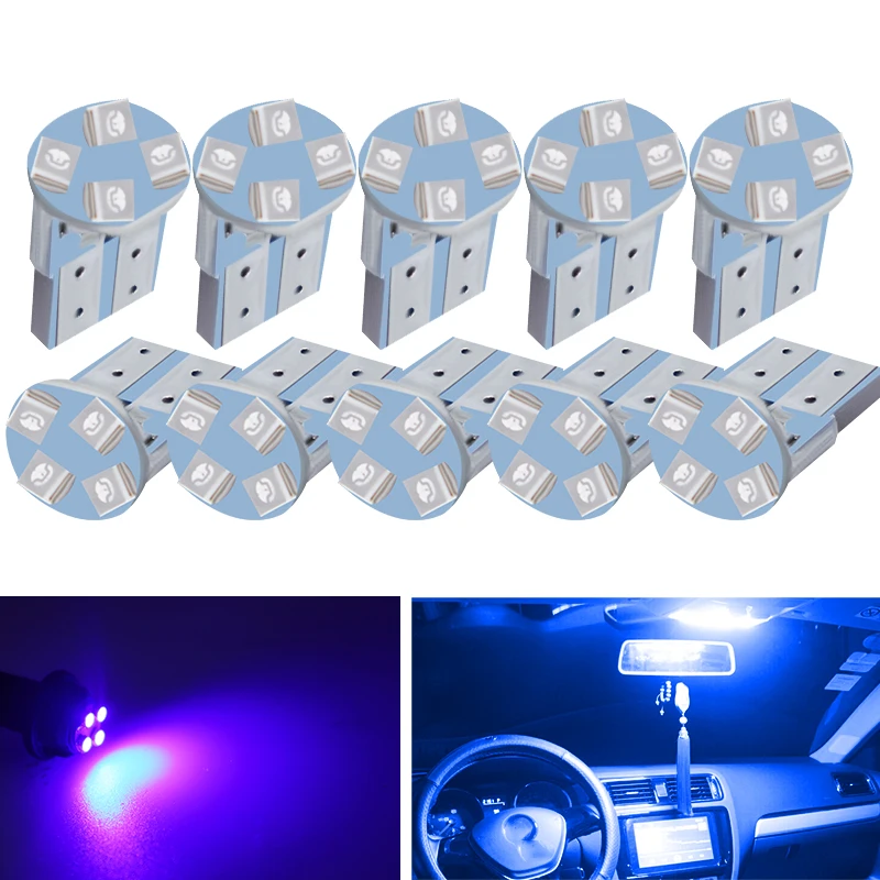 10X White W5W T10 bulbs 1210 3528 4 Smd Car Led Canbus Signal Corner Light Bulb Door Lamp Reading Interior Lighting Car Styling