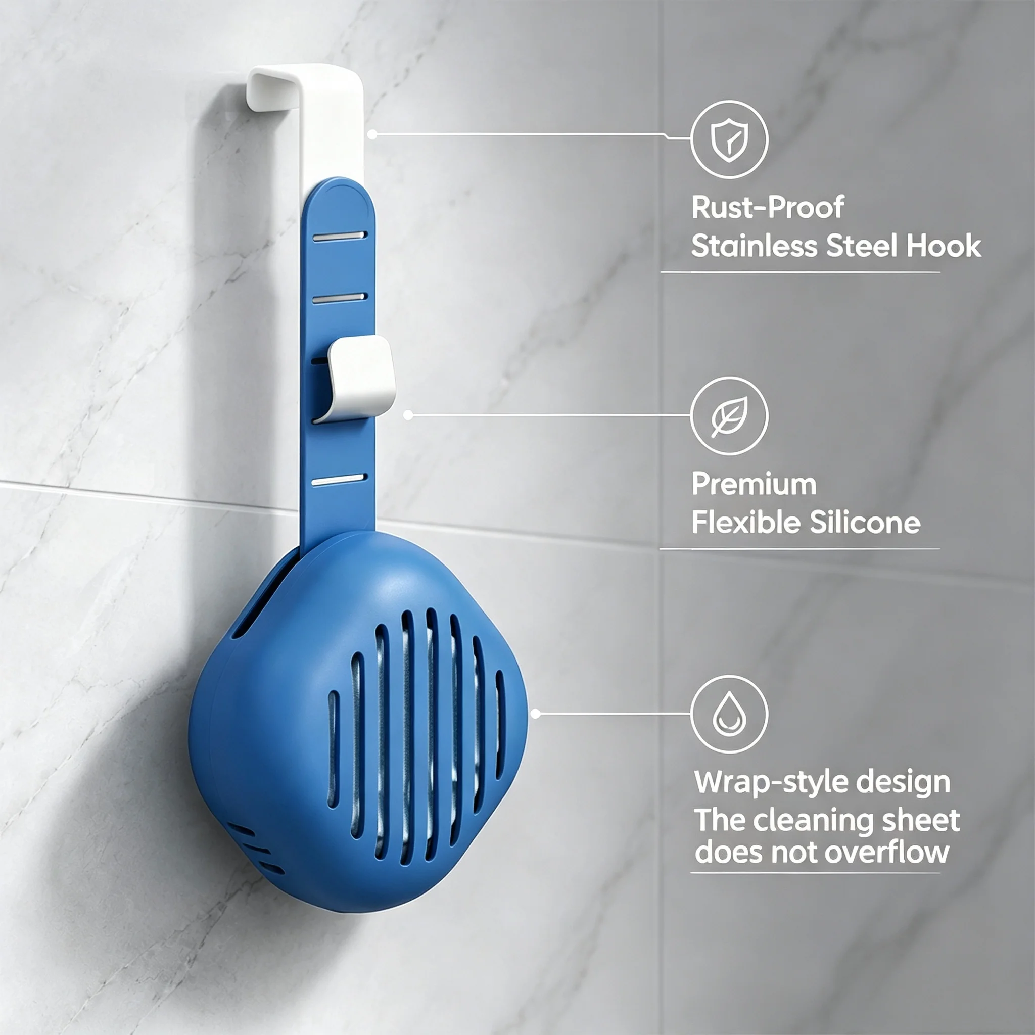 Chemical Resistant 3rd Generation Silicone Toilet Tank Holder Hanging Design For Multi-size Cleaning Tablets Bathroom Tool