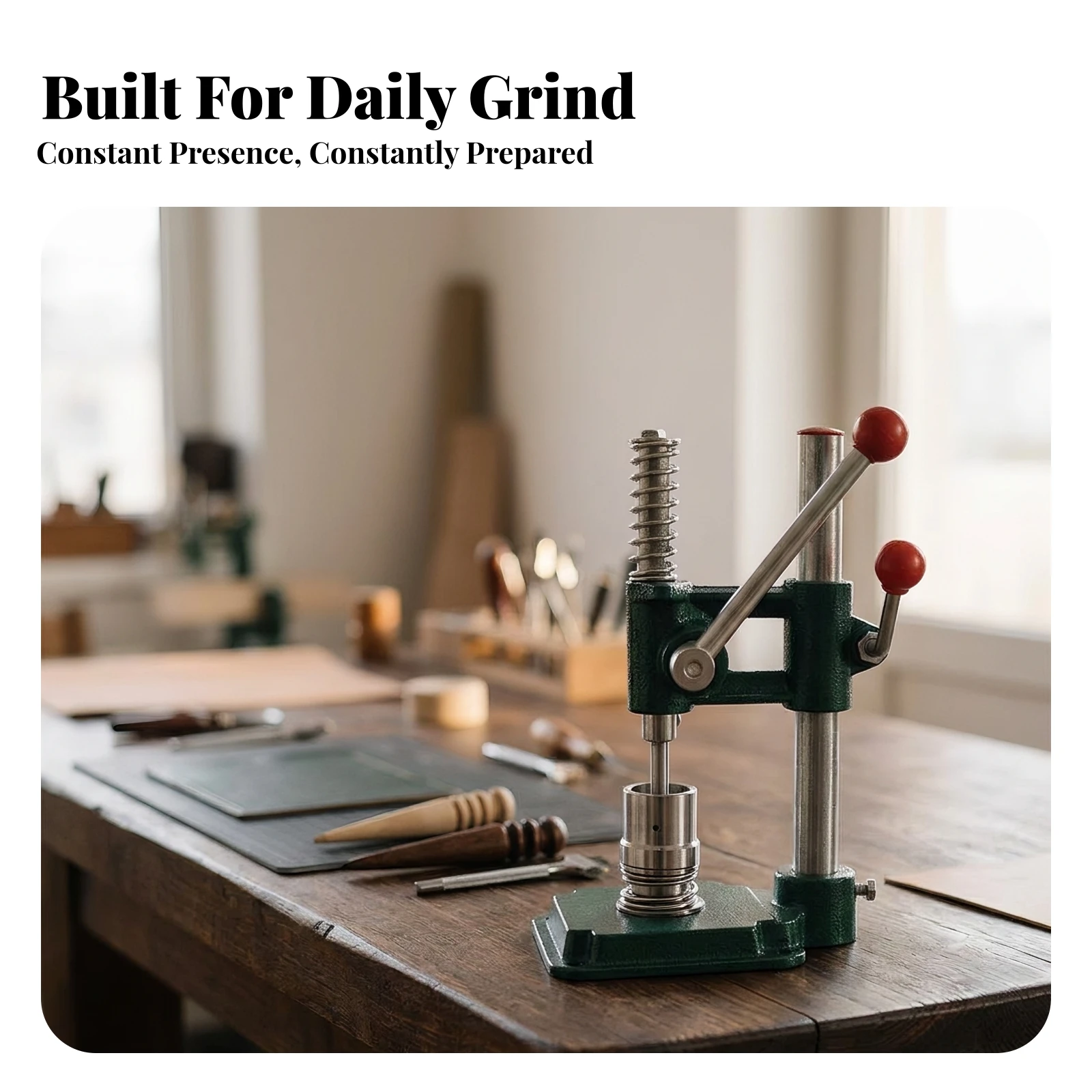 Manual Arbor Press Hand-Operated Manual Press Machine Heavy-Duty Tabletop for Leathercrafters, Workshop, Craft Studio