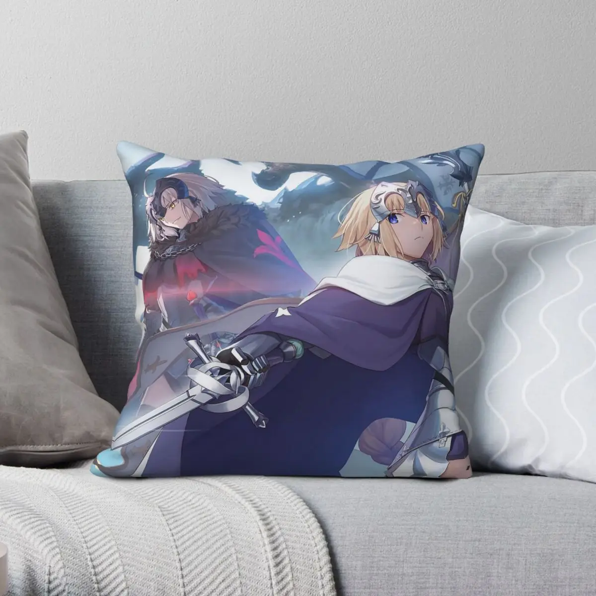 Jeanne D'Arc Jeanne Alter Quadratischer Kissenbezug, Polyester, Leinen, Samt, kreativer Reißverschluss, dekorativer Kissenbezug, Auto-Kissenbezug