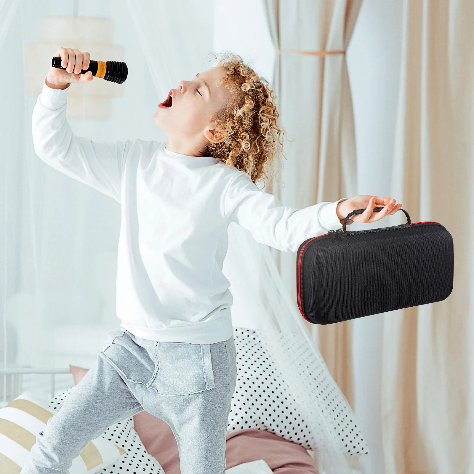 

Portable Microphone Storage Bag Carrying Case for 2 Handheld Mics EVA Travel Protective Pouch Lightweight Dustproof Mini Size