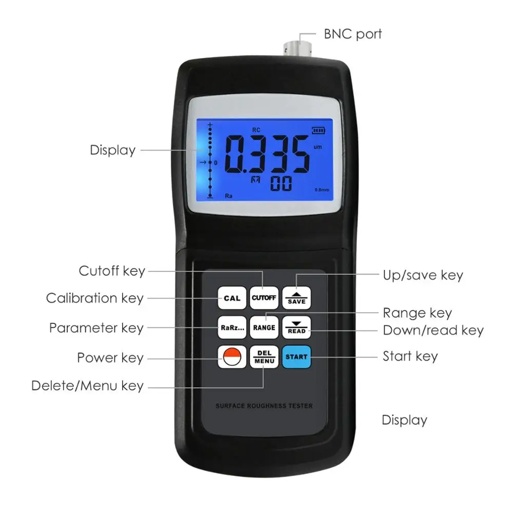 

【2026】Digital Surface Roughness Tester Meter Gauge 4 Parameters Profilometer W/ Separate Sensor 10um Data Memory Ra Rq Rz Rt