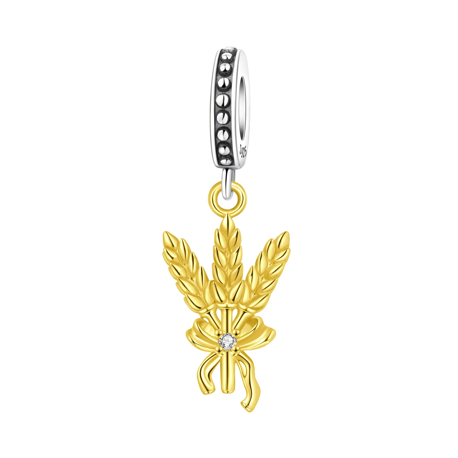 925 Sterling Silver Flowers Plant Elements Blooming Iris Pendant Charms