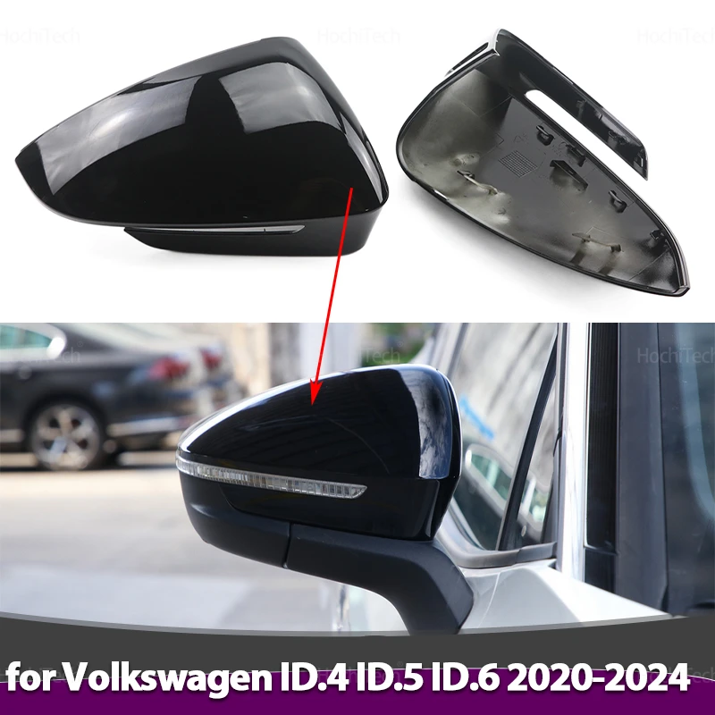 

Car Bright Black Side Mirror Caps for Volkswagen ID.4 E21 ID.5 E39 ID.6 ID.6X Crozz 2020-2024 Replacement style Mirror Cover LHD