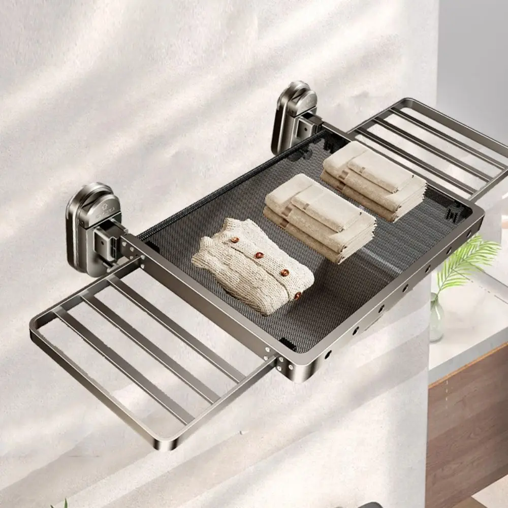 

Adjustable Suction Cup Drying Rack Space Saving No Punching Indoor Drying Rack Sturdy Portable Foldable Drying Net Laundry Room