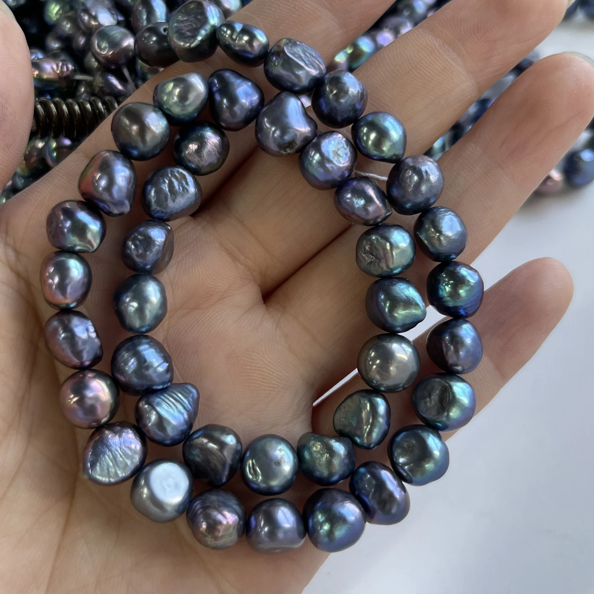 8-9mm Black Baroque Irregularly Shaped Natural Freshwater Pearl Beads for Jewelry Making DIY Women Necklace Bracelet Accessories