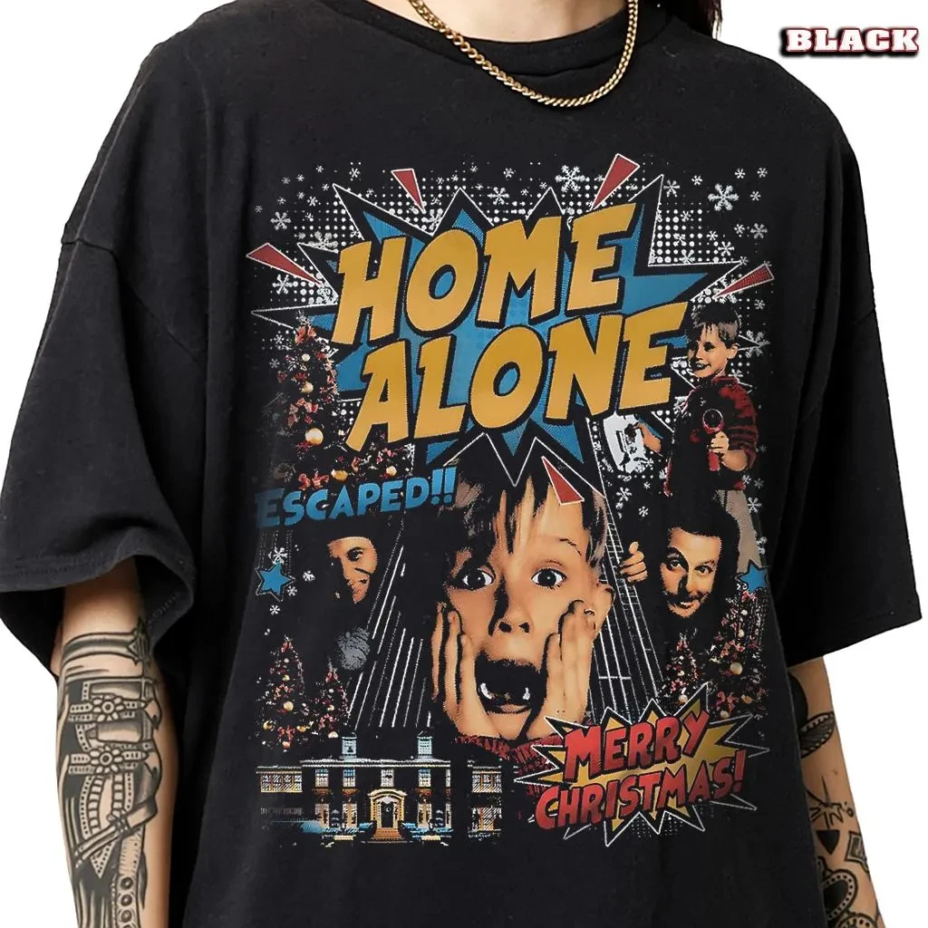 Home Alone Merry Christmas Movie T-Shirt, Actor Macaulay Culkin Tee Summer unisex Loose and Breathable cotton T-shirt Top
