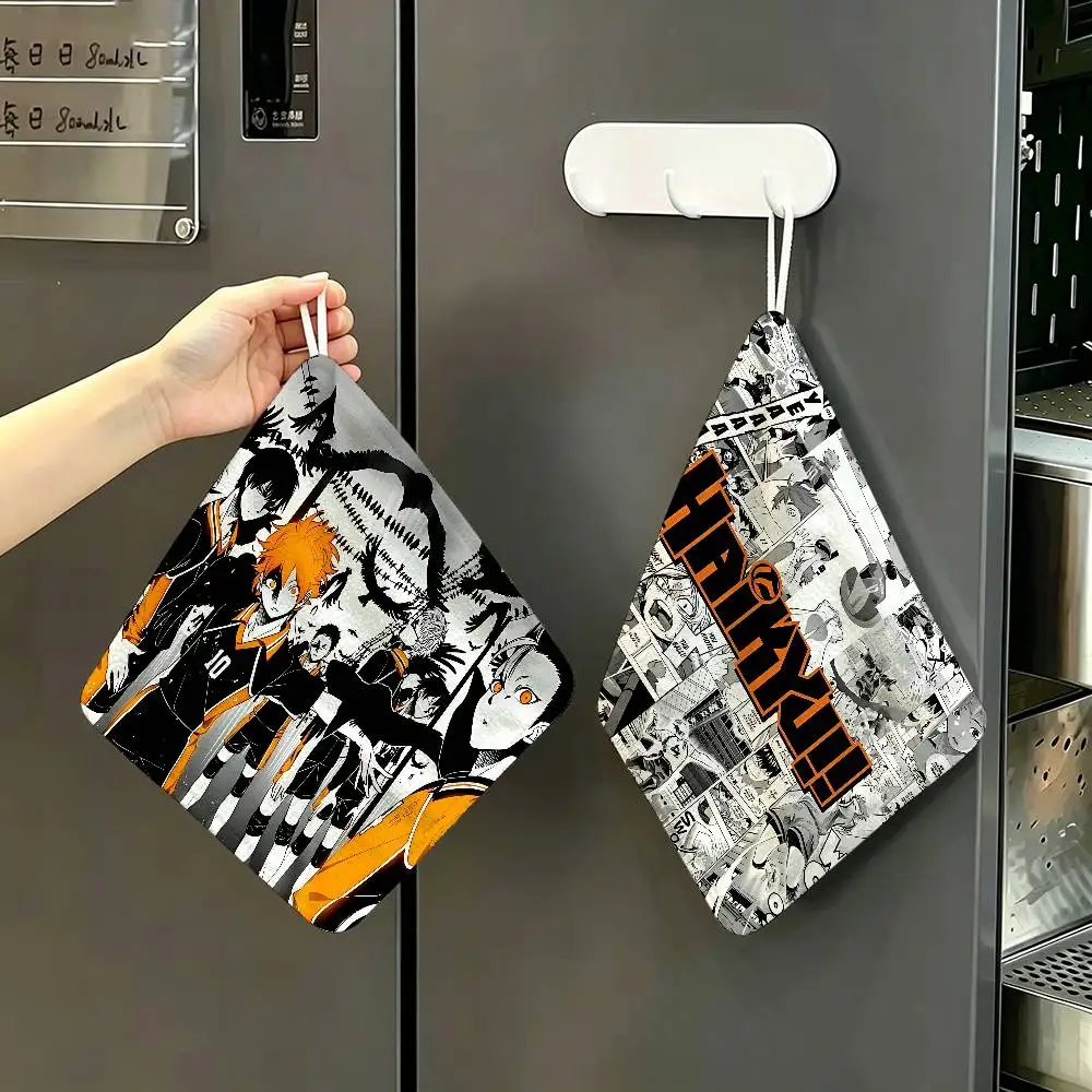 H-Haikyuu Hanging Style Hand Wiping Towel, Polyester Cotton, Anti-fade for Indoor Kitchen Living Room
