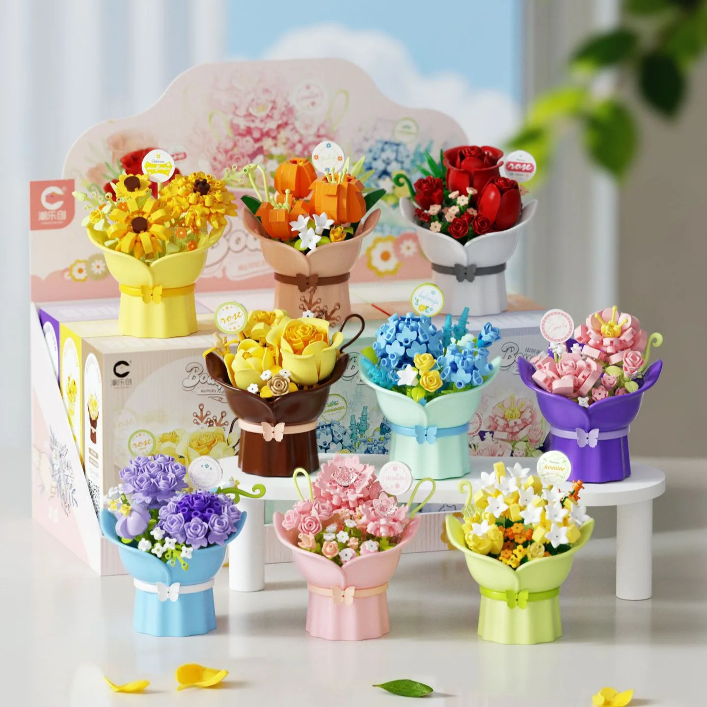 Micro Particle Building Block Bouquet Educational Gift, Children's Puzzle Toy Handmade DIY Sunflower Desktop Decoration Ornament