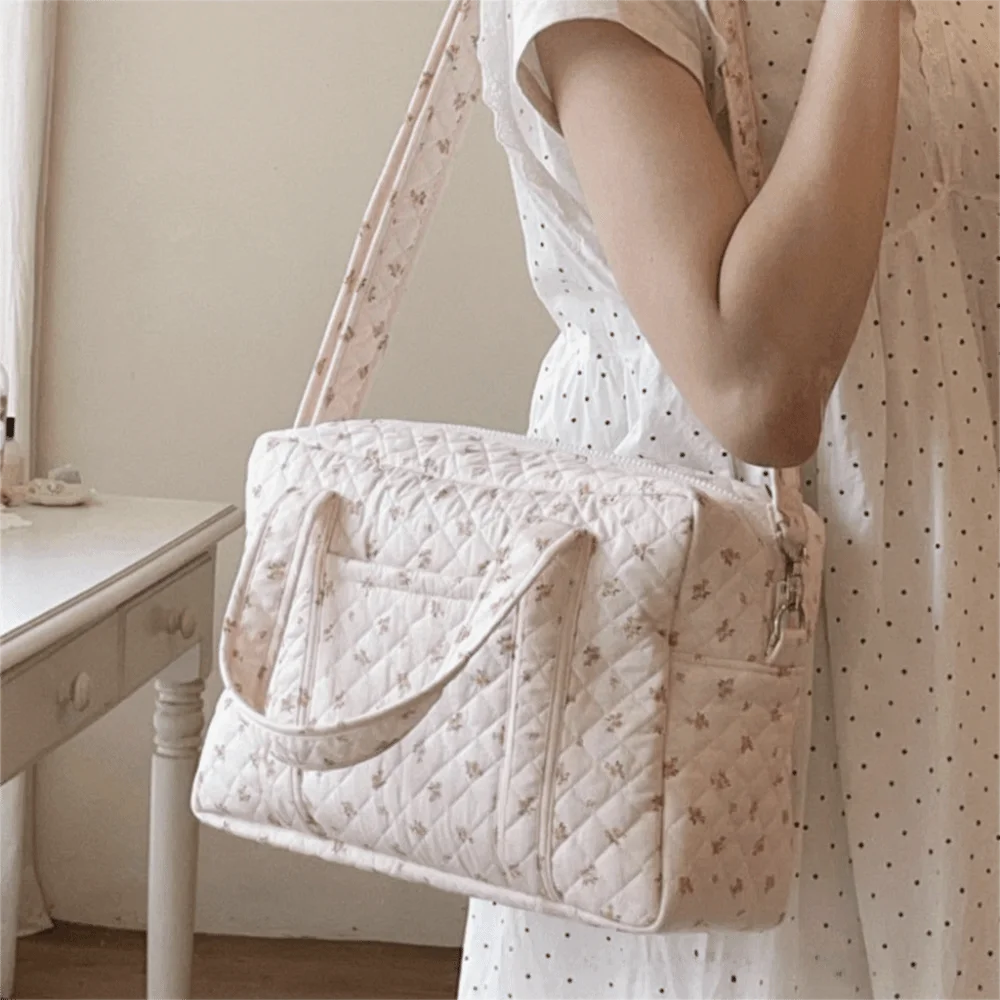 Versatile Multifunctional Diaper Bag Large Capacity Flower Maternity Bag Crossbody Shoulder Bag for Mother