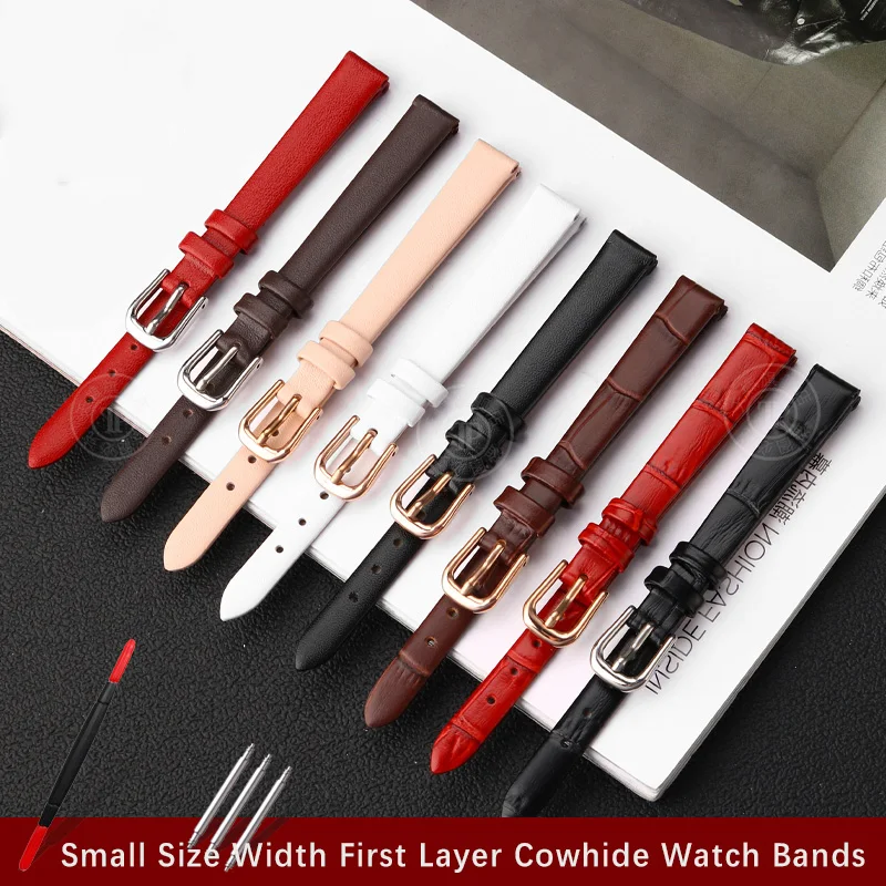 Soft cowhide Watch Band Women\'s Strap 6mm 8mm 10mm 12mm 14mm Small Size Width First Layer Cowhide Watch Bands Belt