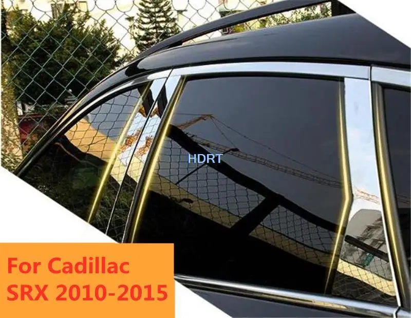 

For Cadillac SRX 2010-2015 Car Stainless steel Door Central Window Middle Column Decoration Trim Strip PC B C Pillar Accessories