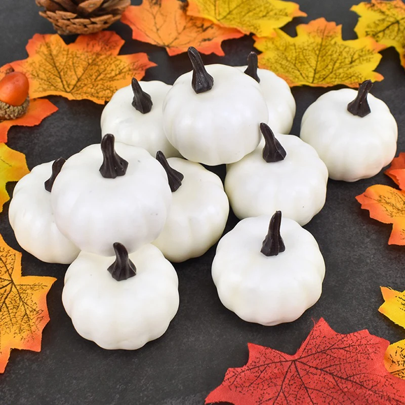 6PCS/Lot White Simulated Pumpkin DIY Materials for Harvest Thanksgiving Halloween Home Party Atmosphere Decoration Handcraft ZYF - view 2