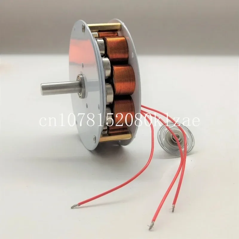 Strong magnetic low-speed multipole three-phase AC generator, small disk type generator 104x25MM iron core generator