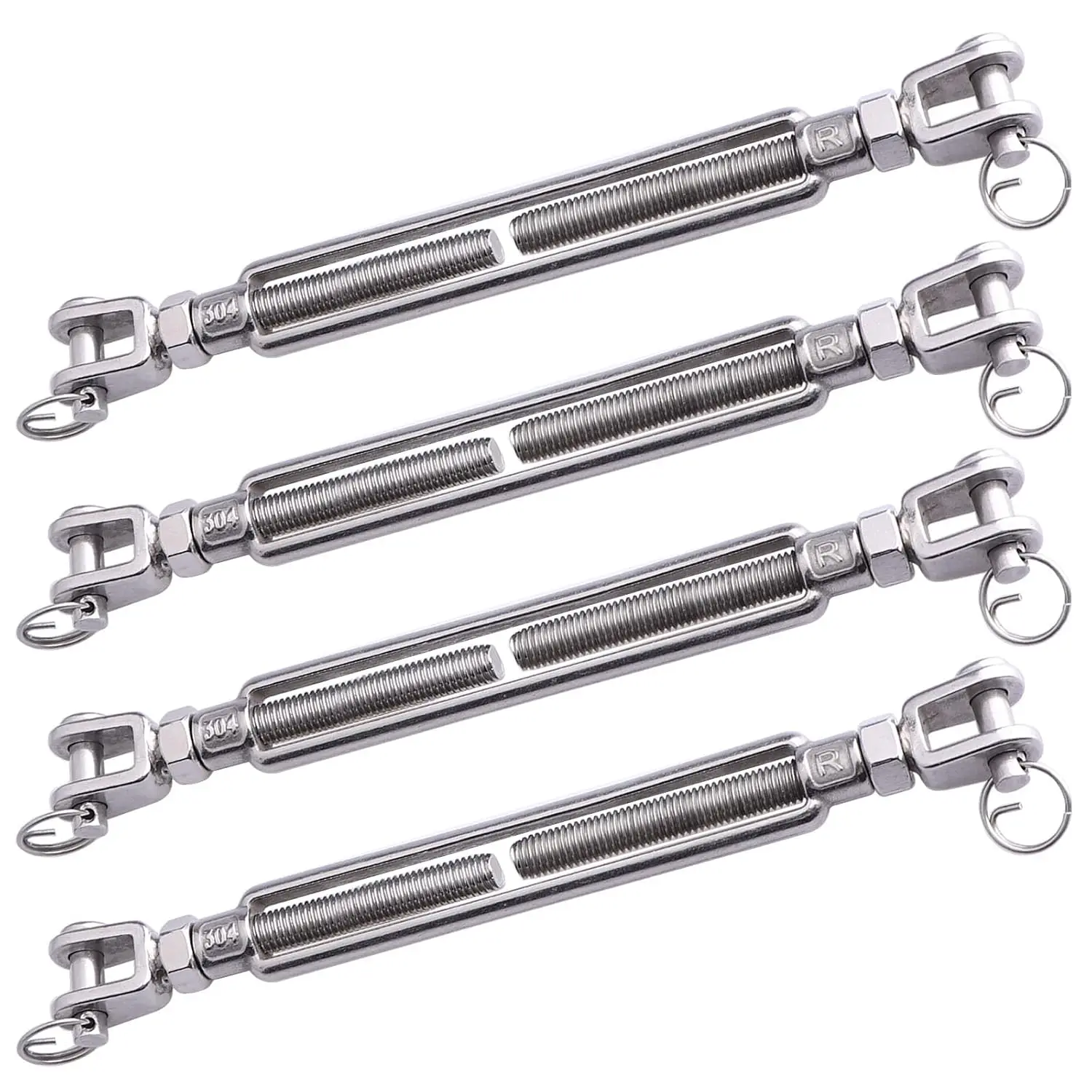 4PCS M12 Turnbuckle 1/2 X 6.5 Inch SS Jaw And Jaw 304 Stainless Steel 2200 Lbs Load for Hardware Store