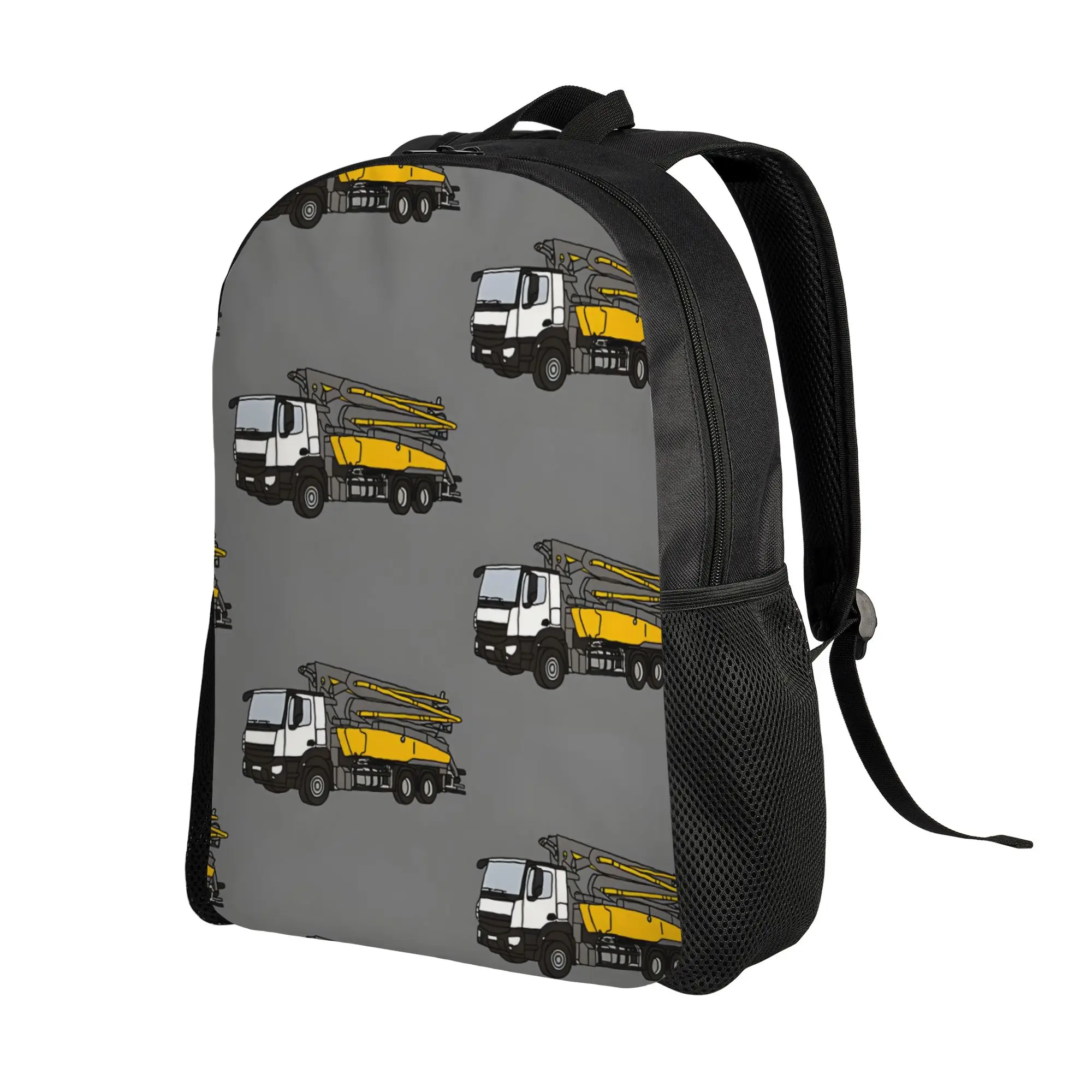 Simple Concrete Pump Truck Illustration With Grey Background Construction vehicle Backpack Daily  Large Capacity Schoolbag