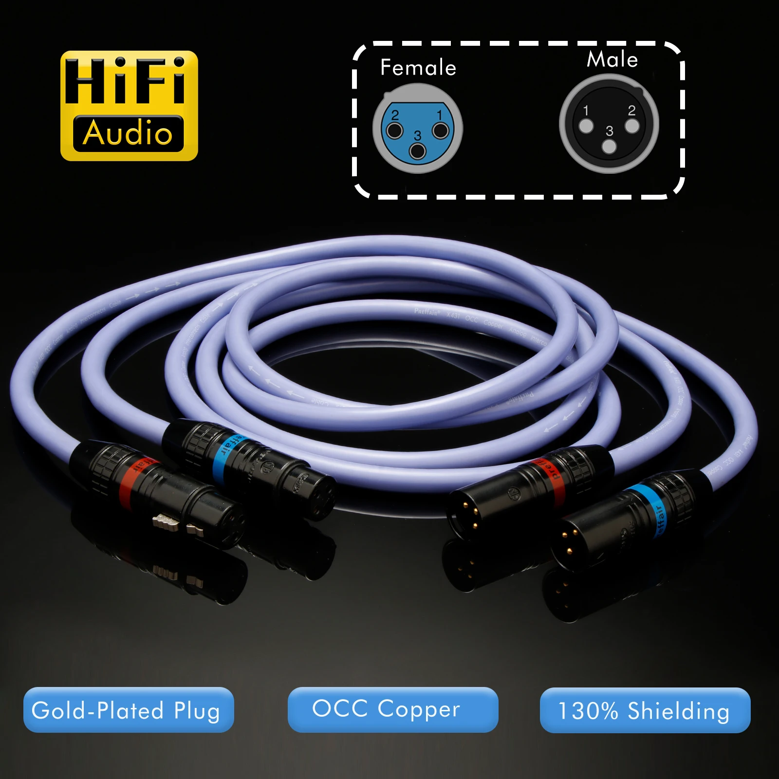 Pair XLR Cable 8N OCC Single Crystal Copper Flagship Audio RCA Signal Interconnect Cable CD Power Amplifier Line