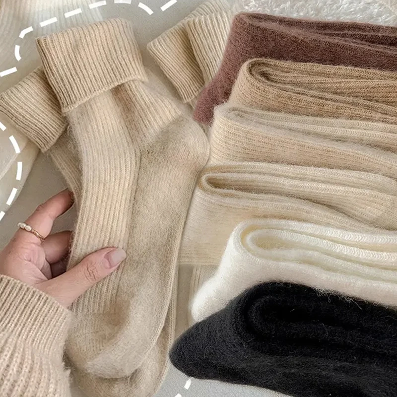 1/5pairs Winter Warm Socks Merino Wool Women Men Super Thicker Solid Against Cold Thermal Stocking Plush Thick Snow Terry Socks