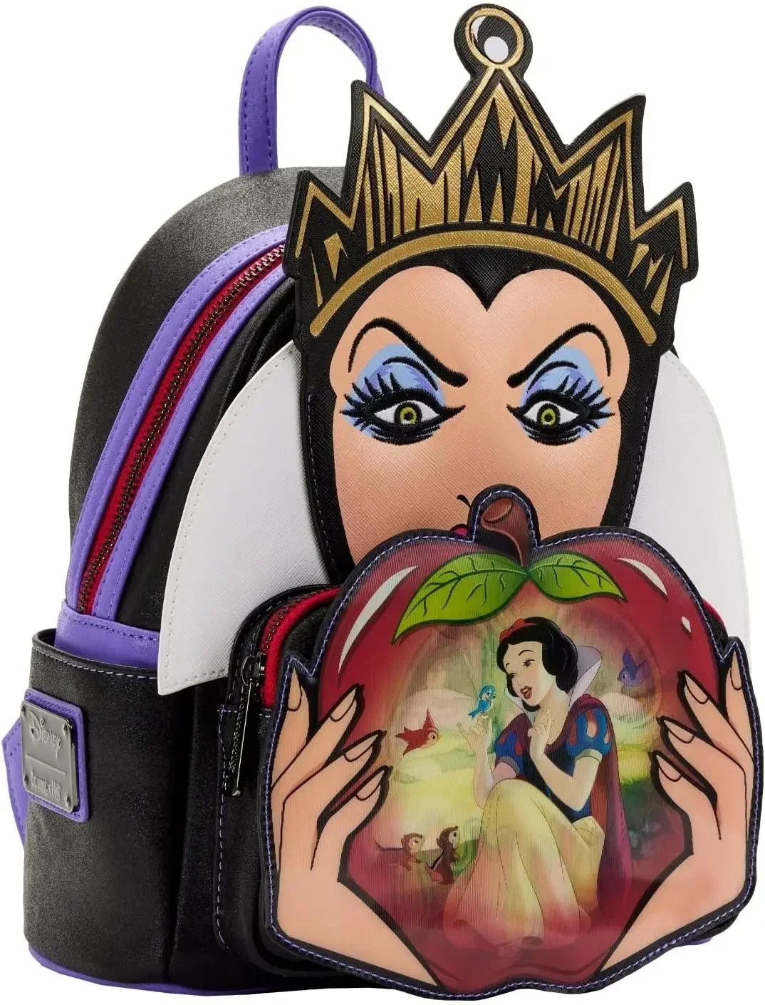 Villains Evil Queen Apple Womens Double Strap Shoulder Bag Purse Cinderella Princess Lenticular Mini Backpacks Standard