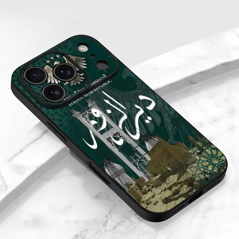 Etui na telefon z flagą Syrii dla iPhone'a 17, 16, 15, 14, 13, 12, 11, Pro, Max, Plus, E, Air, Mini, czarne etui ochronne