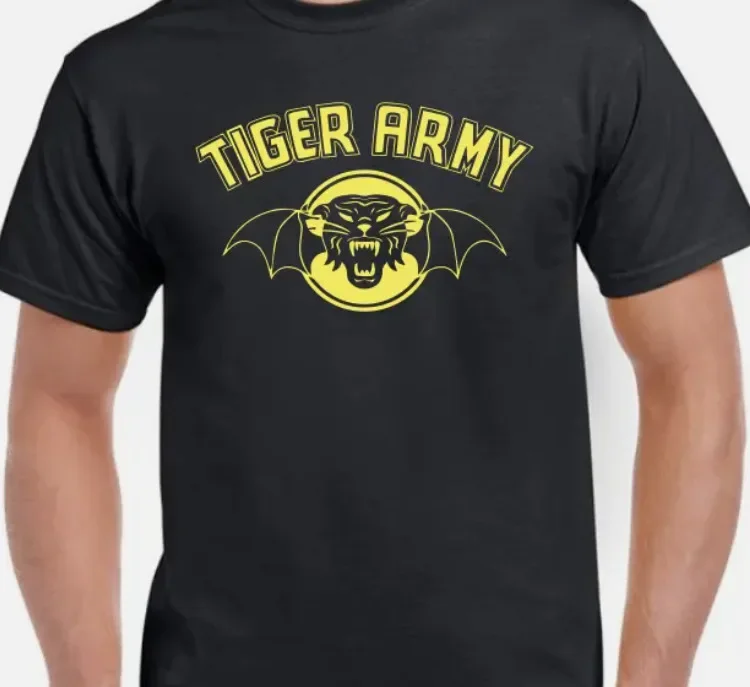 Tiger Army T Shirt Rock Band Music Punk Medal Cbgb Psychobilly Yellow