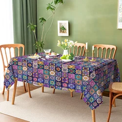 Bohemian Mandala Geometry Washable TableCloth for Wedding Party Dining Banquet Decoration Luxuriou Table Table Protector Cloth