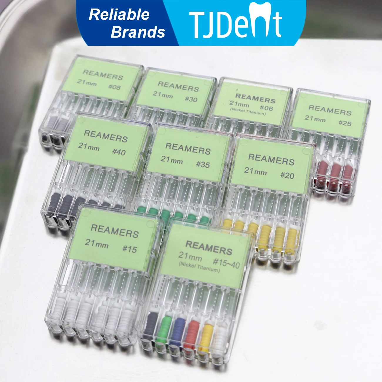 TJDent 6pcs/box Dental Root Cannal Endo File Nickel-titanium Reamers Files Hand Use 21mm 15-40# Dentistry Endodontic Instruments