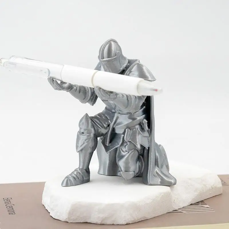 3D Printed Medieval Knight Pen Holder -Style Warrior Statue Desk Organizer Stand Creative Office Decor Stationery Gift