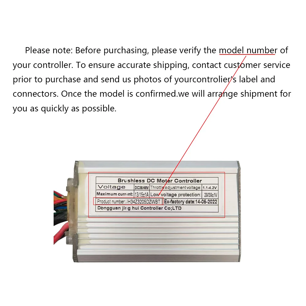 Nulkomma.JH34Z3205DZWBT 36/48V 13/15A Brushless Motor Speed Controller, Electric Bike Accessory for Electric Scooters & MTB