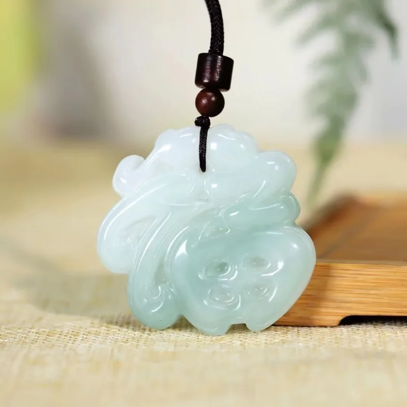 Pure natural exquisite Fu pendant Tianshan Cui Joker Duofu longevity pendant for men and women lovers boudoir simulation jade.